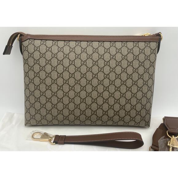 $2050 NEW GUCCI GG ZIP CROSSBODY WRISTLET LARGE BAG UNISEX AUTHENTIC! - Picture 4 of 14